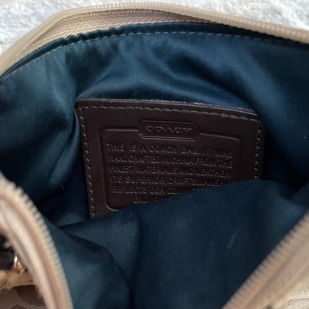 Coach Khaki Brown Signature & Reptile Snake Embossed Leather Crossbody - Picture 3 of 3